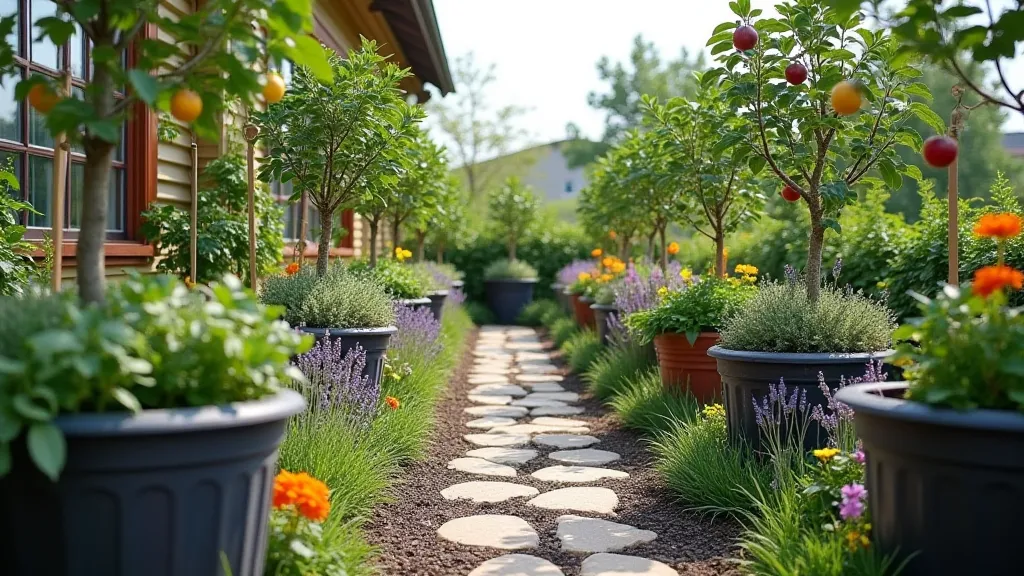 Balcony orchard with flowers