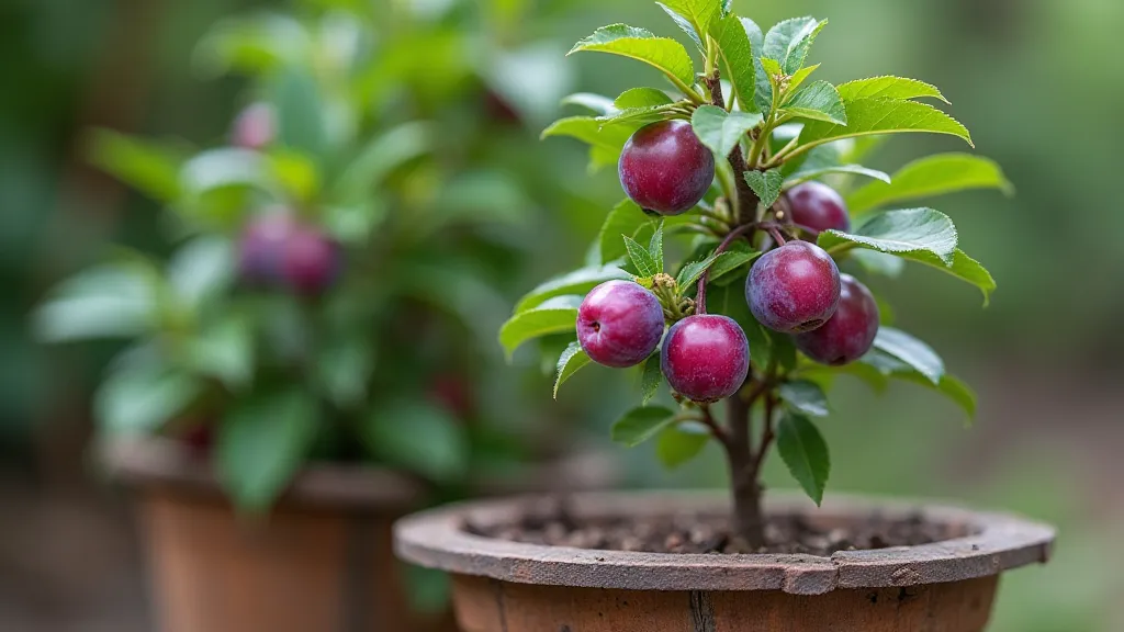 Dwarf Santa Rosa Plum Tree in Container