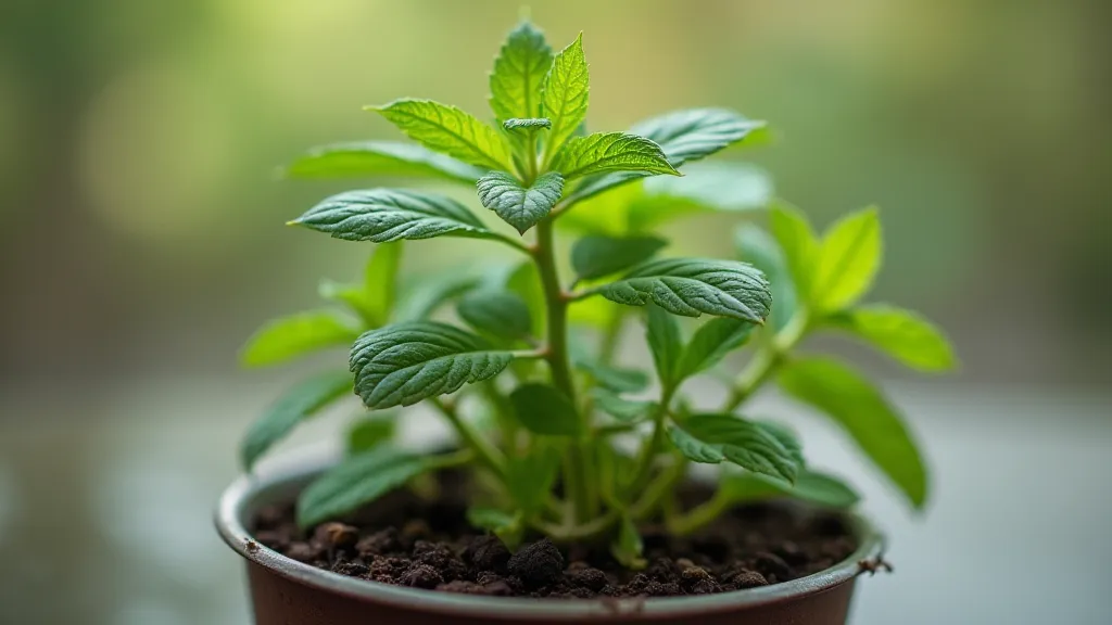 Mint growing in a container