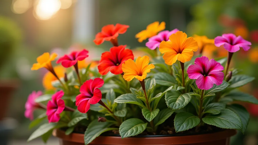 Petunias growing in a pot