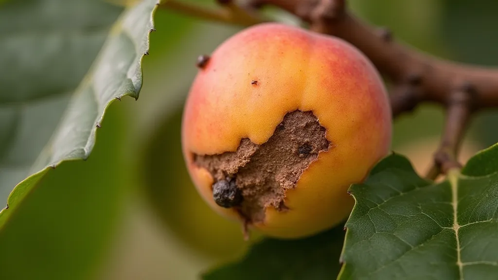 Brown rot on apricot fruit