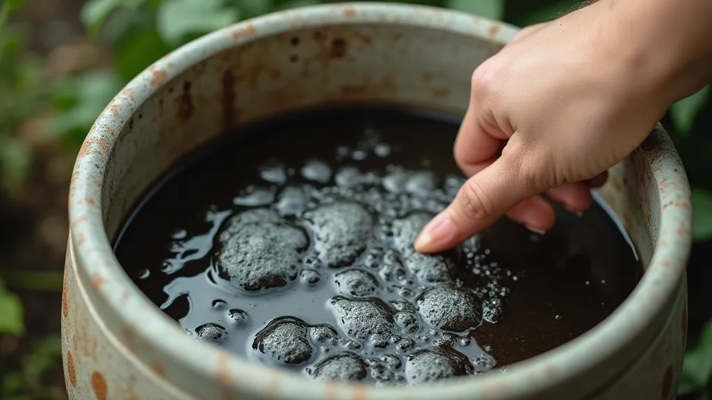 Checking drainage holes of a container pot