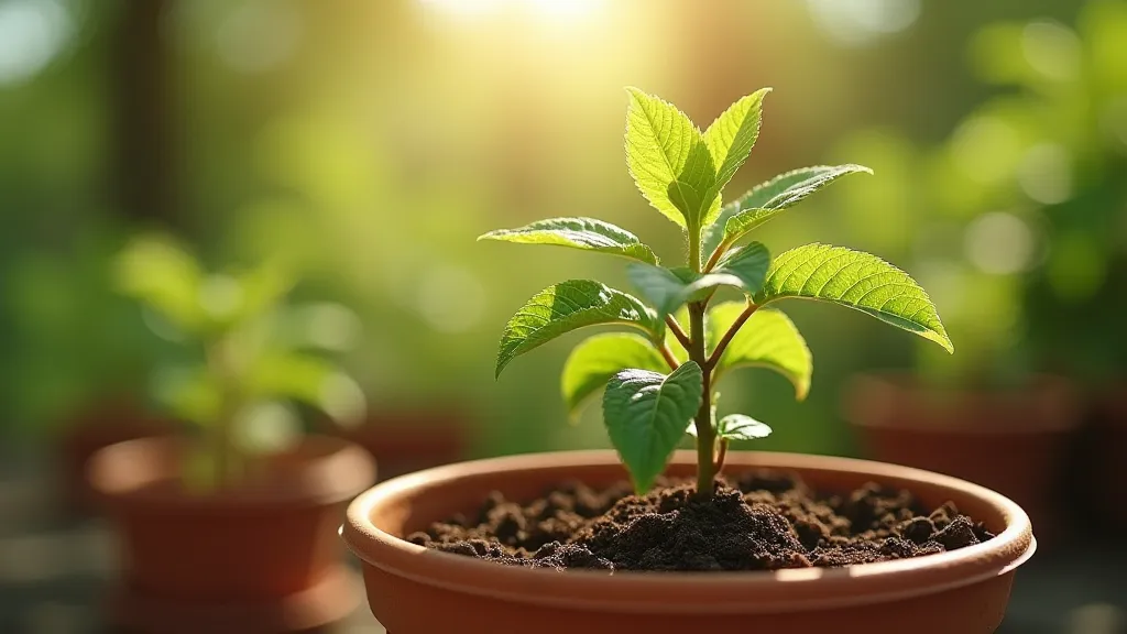 Dwarf apple tree in a terracotta pot