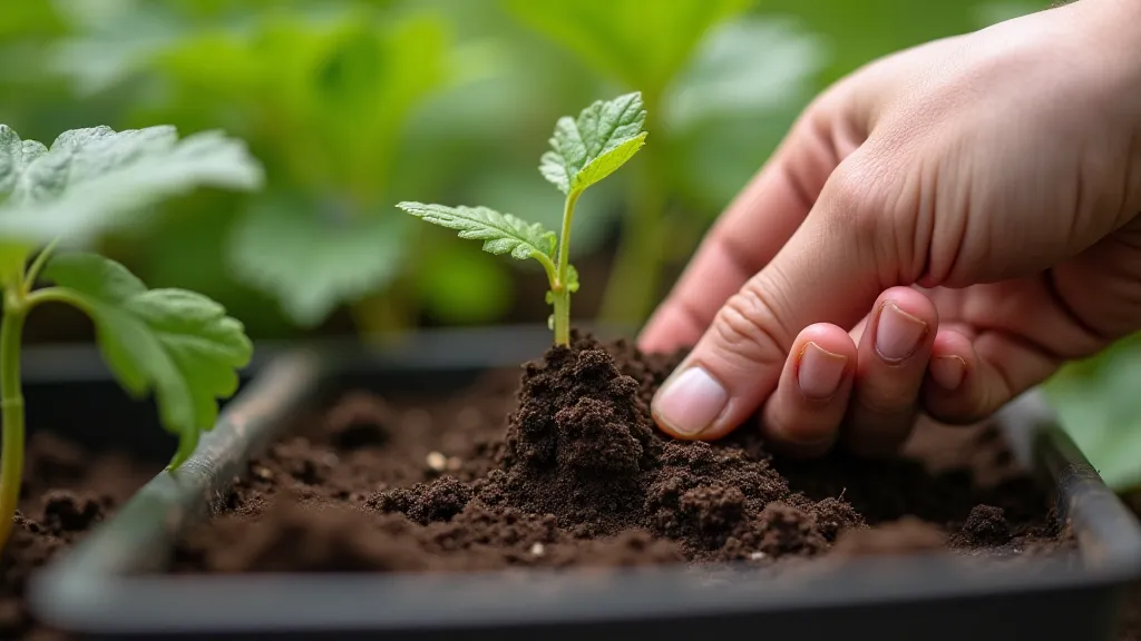 Checking soil moisture with the finger test