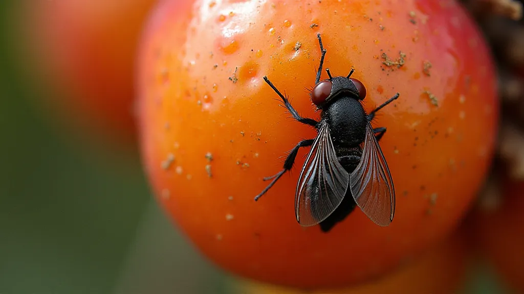 Fruit fly larvae inside plum