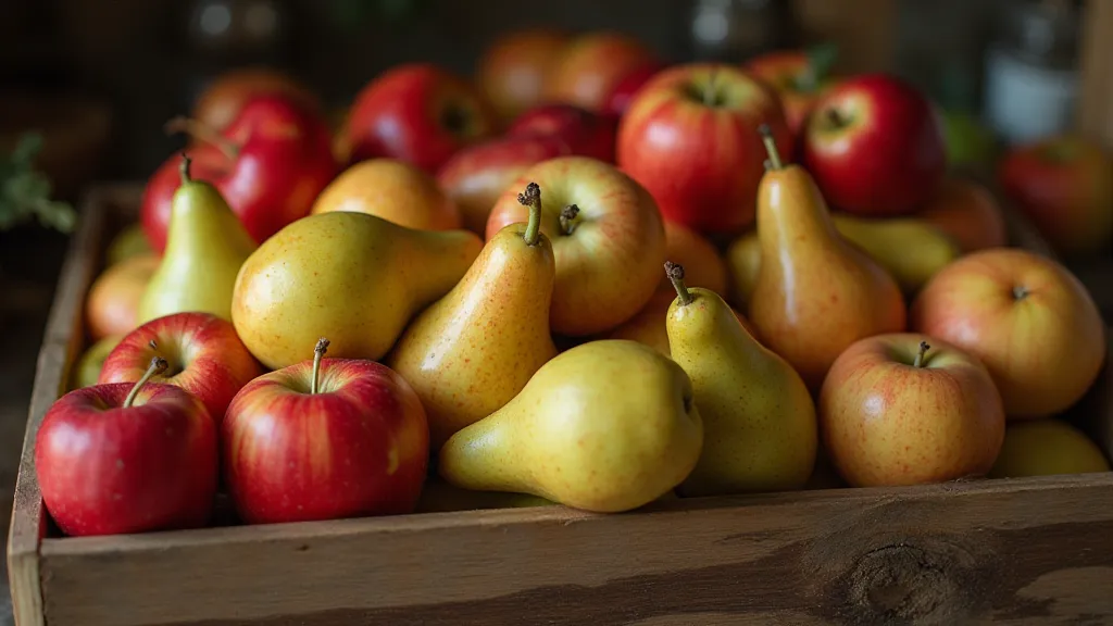 Harvested fruit in a crate