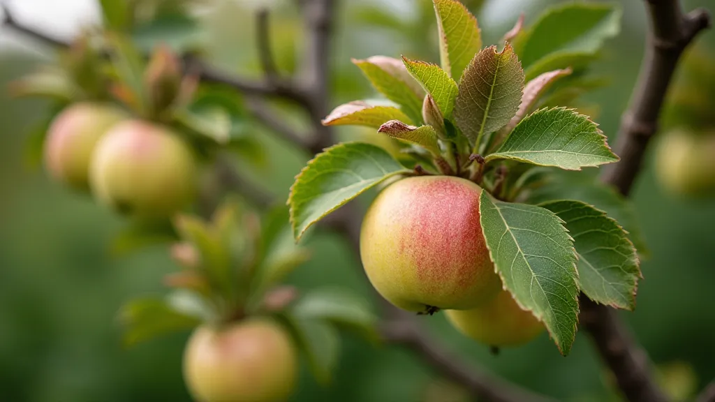 Dwarf apple tree showing leaf drop