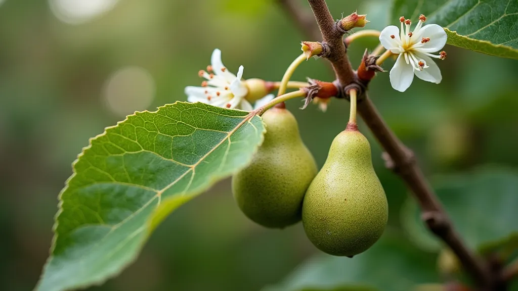 Dwarf pear tree with blooming flowers but no fruit
