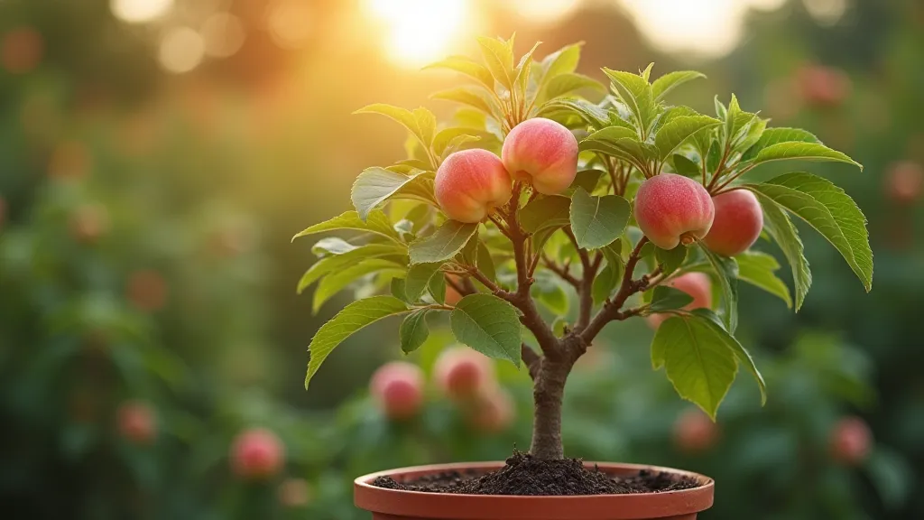 Pruned dwarf peach tree
