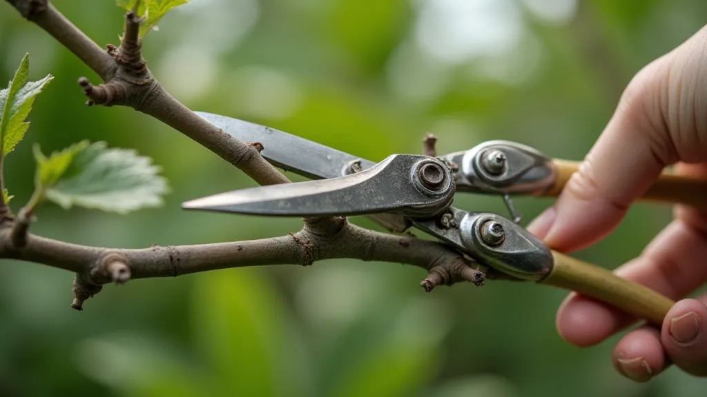 Pruning a dwarf apple tree branch